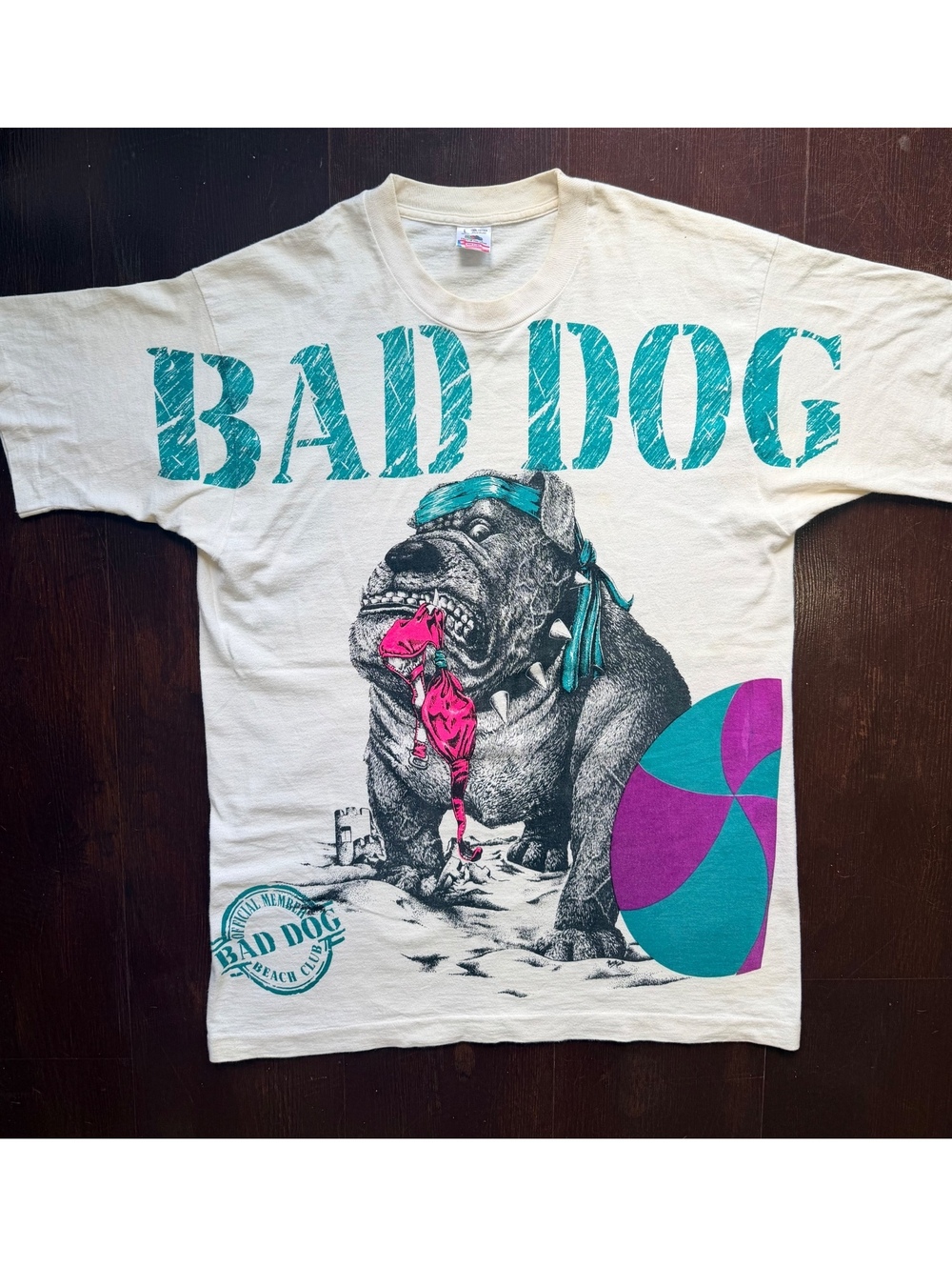 Vintage 90s Big Dog Bad Dog Beach Club Bulldog Single Stitch USA Graphic Tee L